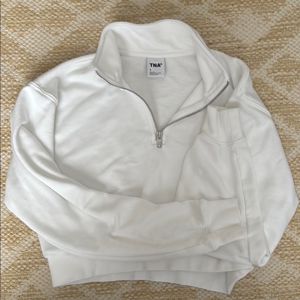 TNA White Cropped Sweater